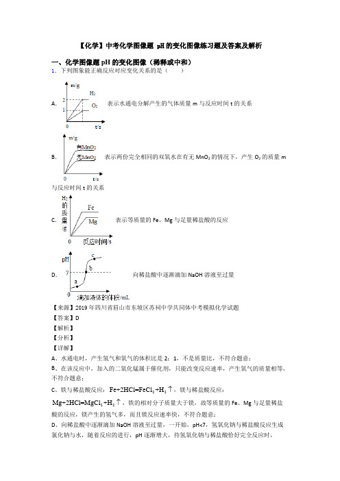 【化学】中考化学图像题 pH的变化图像练习题及答案及解析