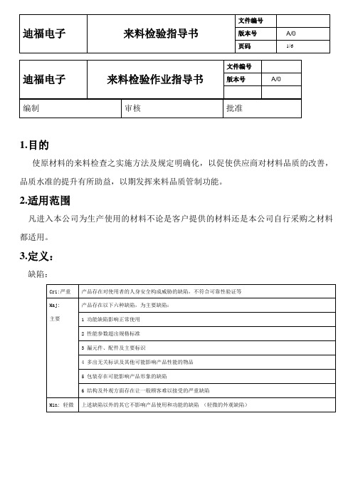 来料检验指导书(DOC)