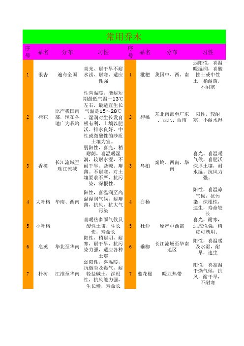 自制园林植物名录表