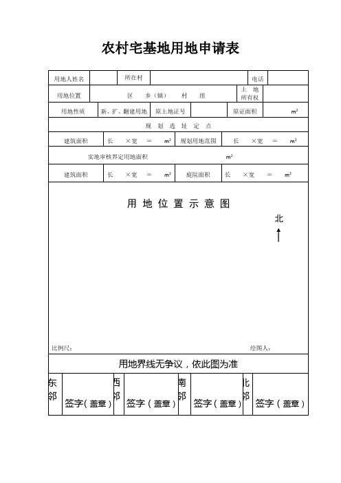 农村宅基地用地申请表