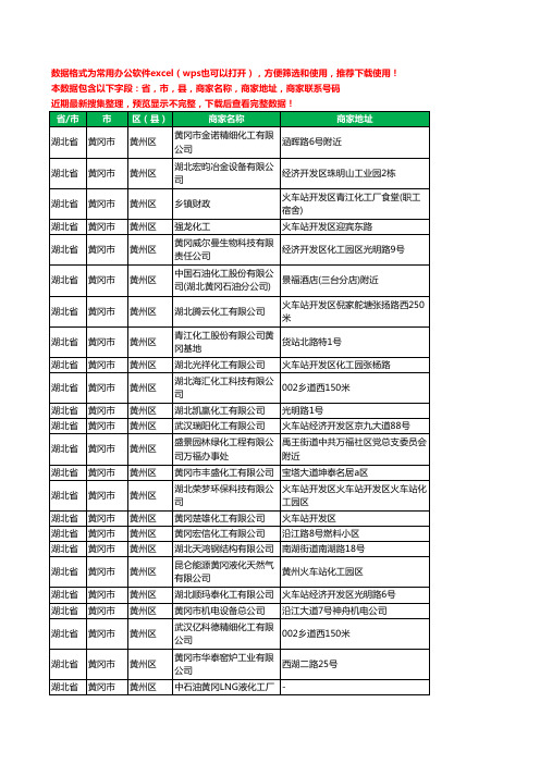 2020新版湖北省黄冈市黄州区化工厂工商企业公司商家名录名单联系电话号码地址大全30家