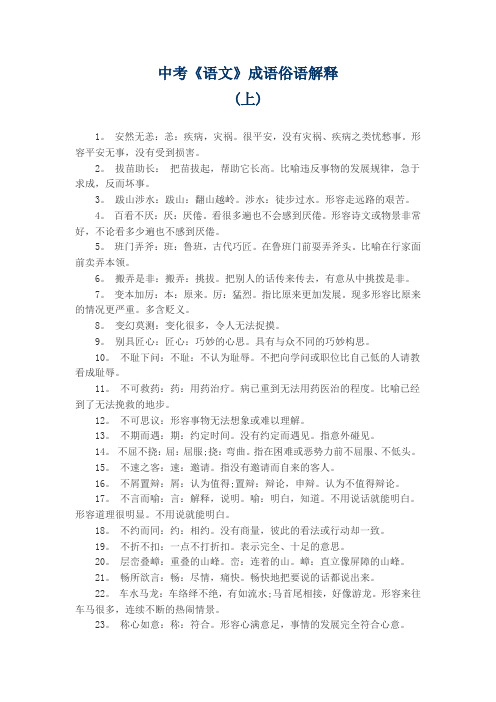 中考语文必备成语俗语解释