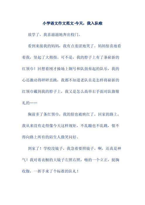 小学语文作文范文-今天,我入队啦