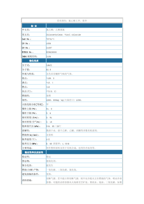 危险化学品-氯乙烯