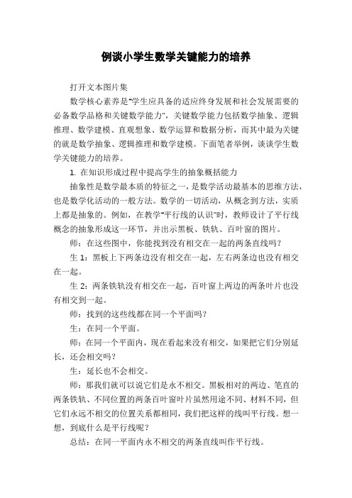 例谈小学生数学关键能力的培养