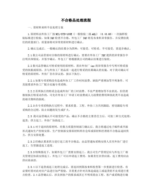 不合格品处理流程