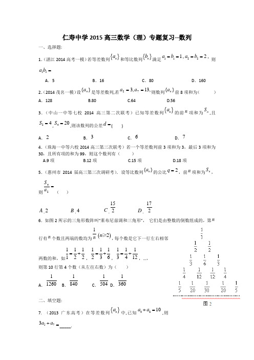 仁寿中学2015高三数学数列专题