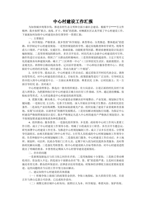 中心村建设工作汇报