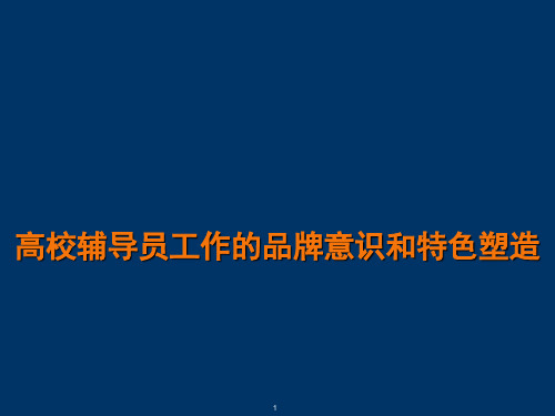 高校辅导员工作的品牌意识与特色塑造ppt课件