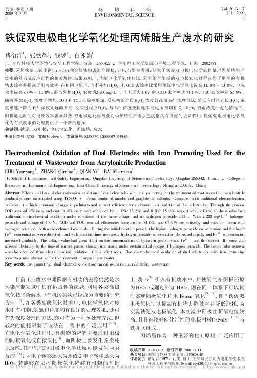 铁促双电极电化学氧化处理丙烯腈生产废水的研究_褚衍洋