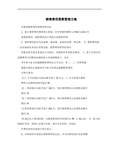 销售费用预算管理方案