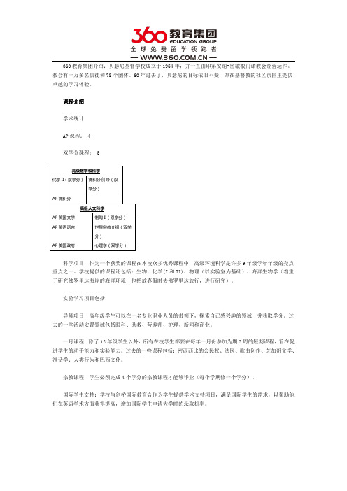 贝瑟尼基督学校课程介绍