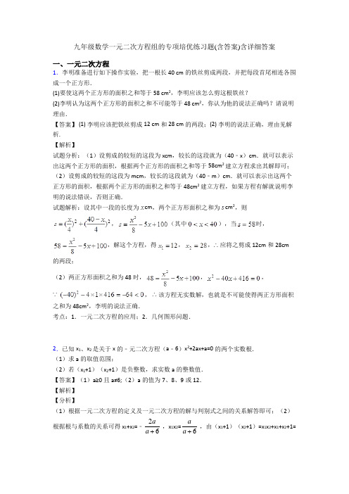九年级数学一元二次方程组的专项培优练习题(含答案)含详细答案
