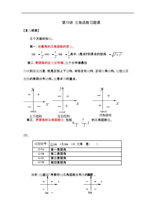高中数学第15讲  三角函数习题课