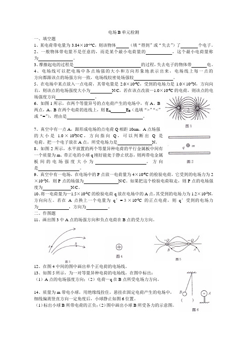 高中物理合格考复习系列——8电场B单元检测