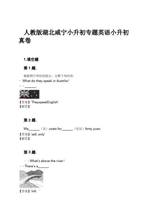 人教版湖北咸宁小升初专题英语小升初真卷试卷及解析