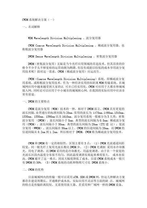 CWDM系统解决方案