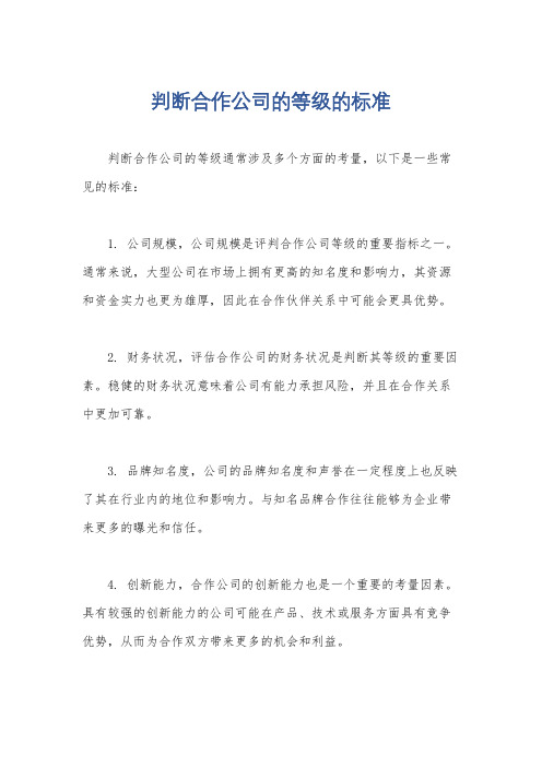 判断合作公司的等级的标准