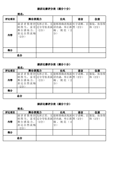 演讲比赛评分表