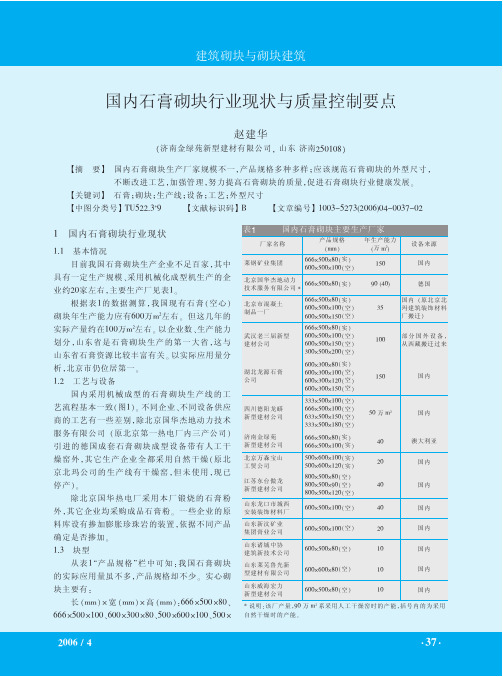 国内石膏砌块行业现状与质量控制要点