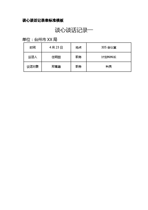 谈心谈话记录表标准模板