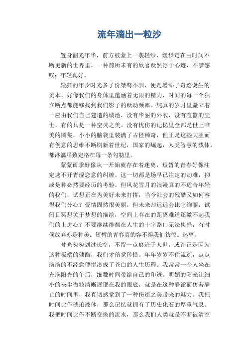 高中生议论文范文：流年滴出一粒沙