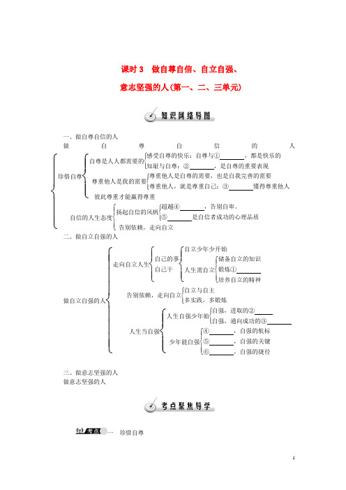 中考政治教材知识巩固复习 课时3 做自尊自信、自立自