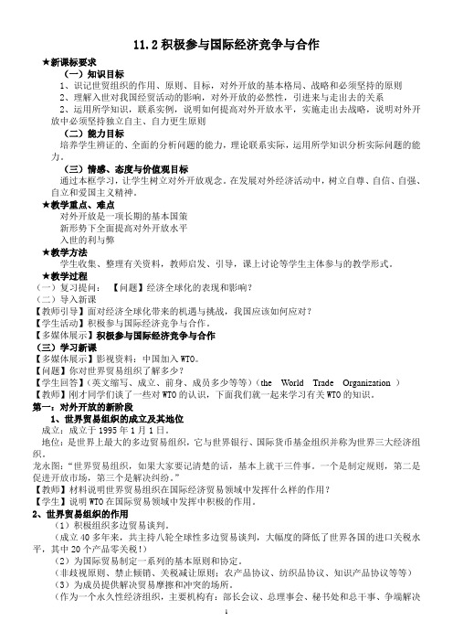 积极参与国际经济竞争与合作教案