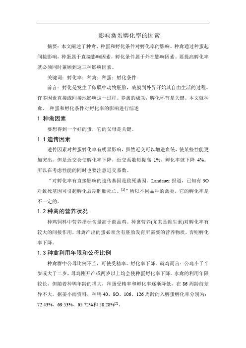 禽蛋孵化率的影响因素