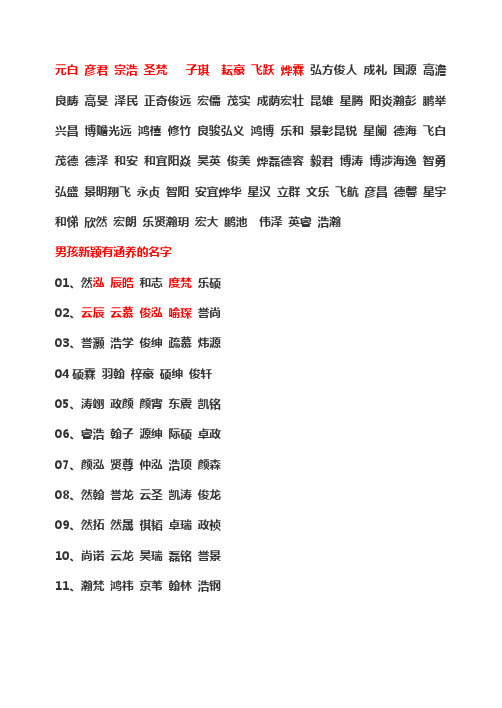男孩新颖有涵养的名字