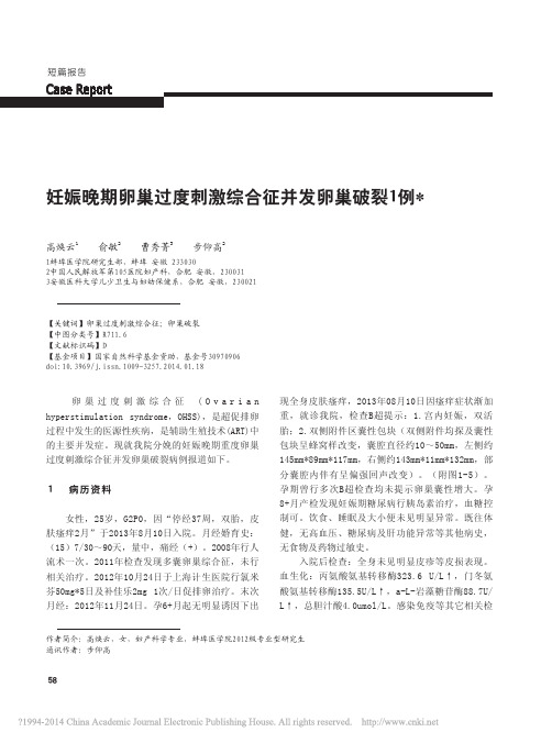 妊娠晚期卵巢过度刺激综合征并发卵巢破裂1例_高焕云