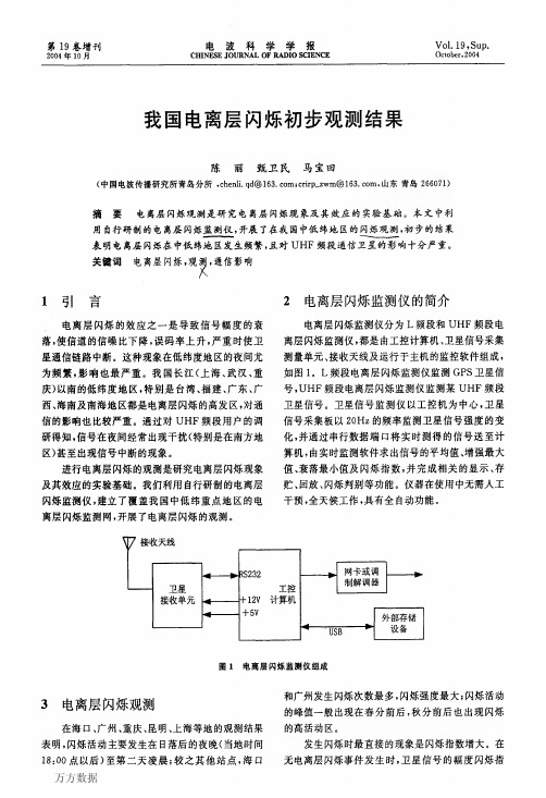 我国电离层闪烁初步观测结果