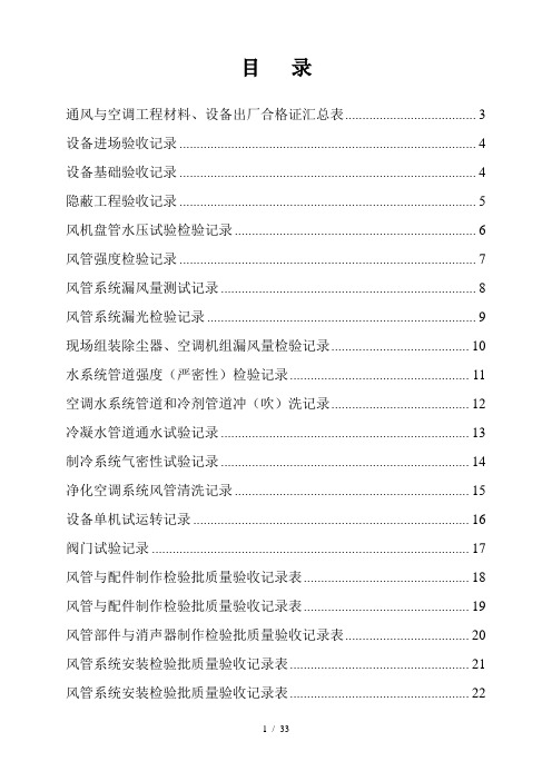 通风及空调系统检测验收报告单(全)