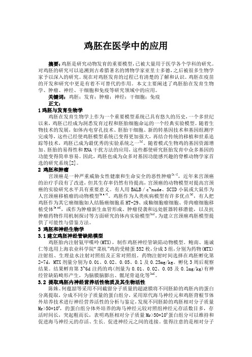 鸡胚在医学中的应用
