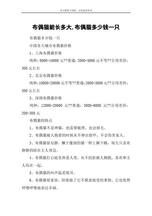 布偶猫能长多大,布偶猫多少钱一只