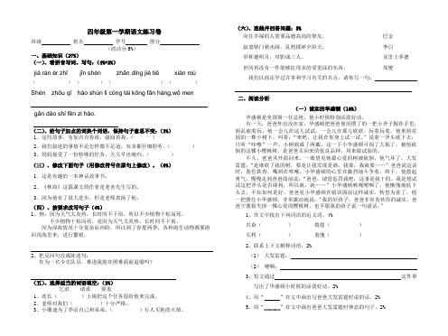 四年级上册语文练习卷