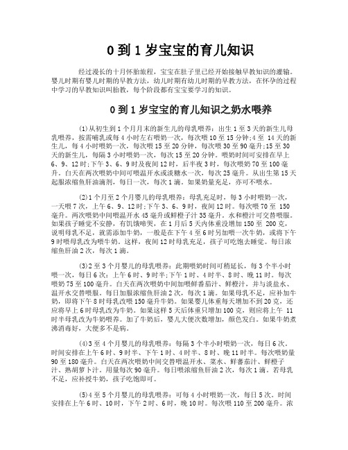 0到1岁宝宝的育儿知识