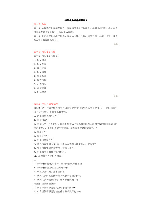 担保业务操作规程正文