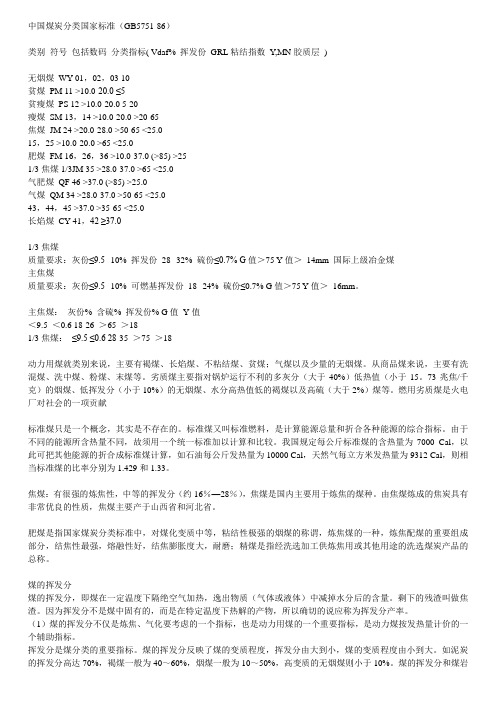 煤炭分类