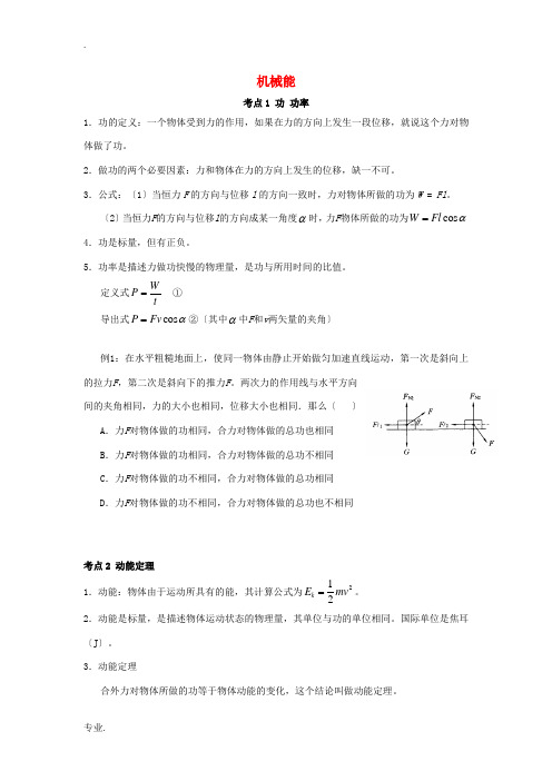 高考物理 机械能与动量知识点总结 新人教版