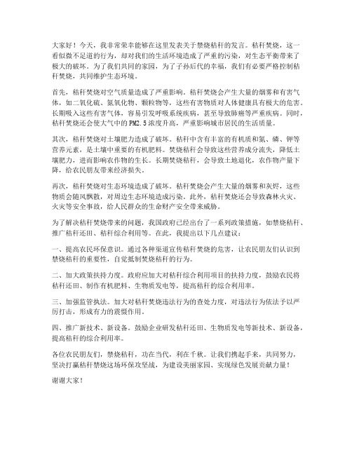 禁烧秸秆发言稿范文