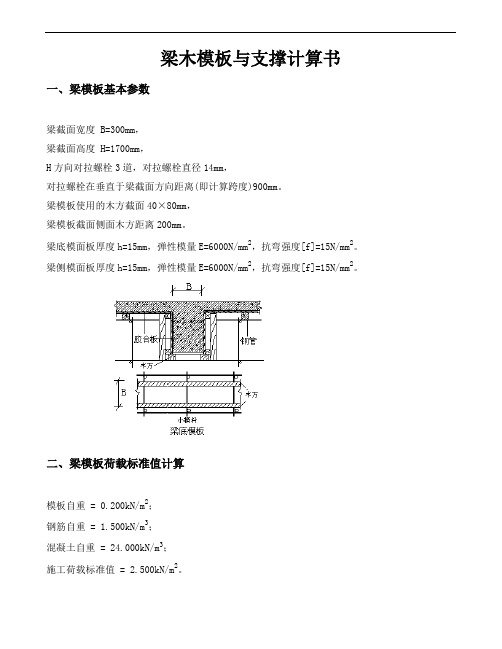 梁,300×1700梁木模板与支撑计算书