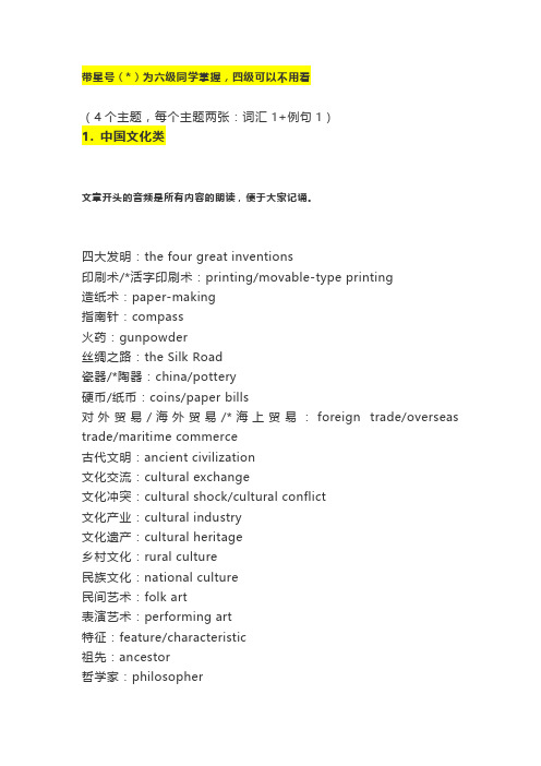 【翻译】四六级翻译常考主题词