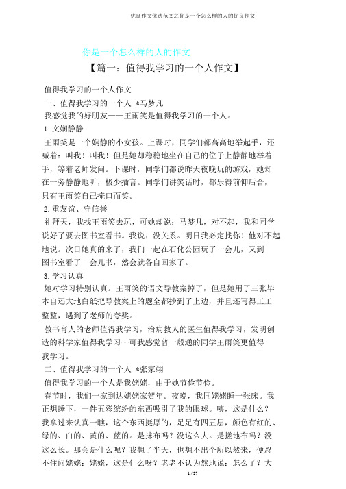作文范文之你是一个怎么样人作文