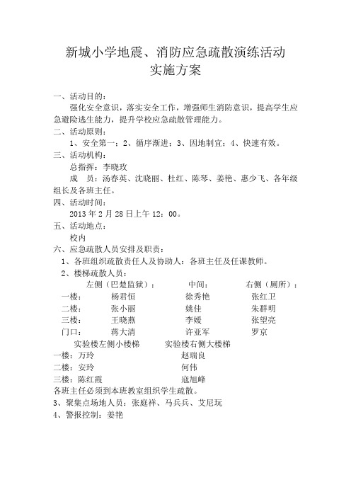 2013应急逃生演练实施方案