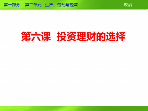 高三政治一轮复习课件：第六课投资理财的选择(新人教必修1)