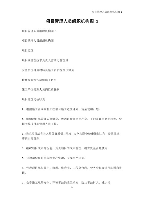 PPT模板-项目管理人员组织机构图 1
