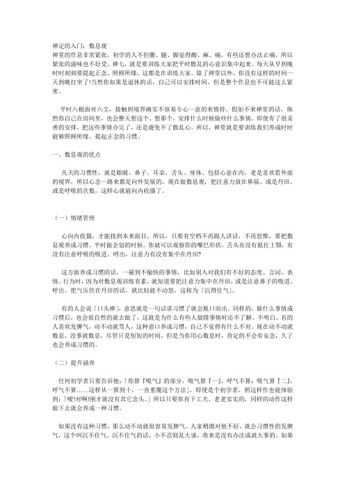 禅定的入门