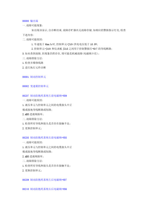 大众故障码维修指引说明