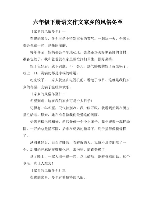 六年级下册语文作文家乡的风俗冬至